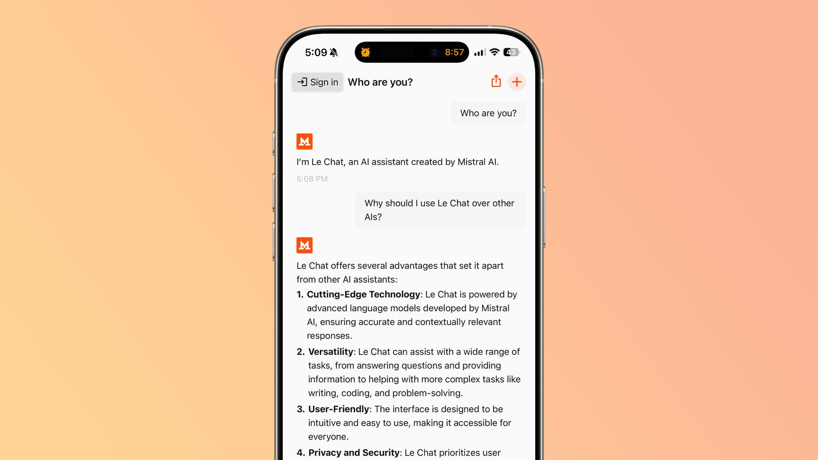 Chatbot Le Chat od Mistral AI dostępny na iPhone